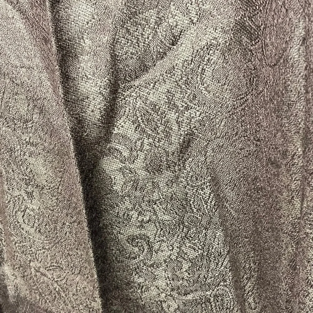 Pashmina SILK Oversize Scarf Brown‎ Paisley Pattern Tassel Fringe Luxury Wrap